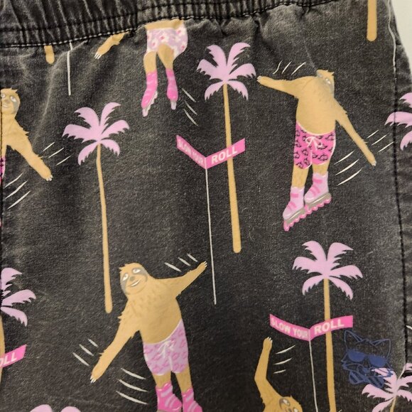 Party Pants Board Shorts Skating Sloths Black Unique Multicolor Mens XL EUC - Picture 6 of 14
